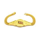 Puerto Rico Flag Dual Link Chain Bracelet with Box Clasp in Gold-Tone