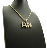 Stone Stud LUV Drip Effect Micro Pendant with Rope Chain Necklace