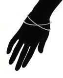 Women's Single Row Rhinestone Criss Cross Cuff Bracelet in Silver-Tone