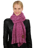 C.C Women's Ultra Soft Chenille Ribbed Thick Warm Knit Shawl Wrap Scarf