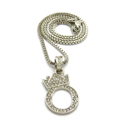 Unisex Stone Stud Tilted Crown Letter Initial Micro Pendant 2mm Box Chain Necklace, 20", O