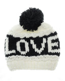 NYfashion101 Two Tone Handmade Love Knitted Short Pom Pom Beanie Hat