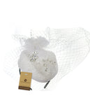NYFASHION101 Cocktail Teardrop Sinamay Fascinator Hat w/ Fish Net & Rhinestones