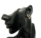 Women's Stone Stud Border Africa Map Gold-Tone Pierced Earrings
