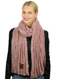 C.C Women's Ultra Soft Chenille Ribbed Thick Warm Knit Shawl Wrap Scarf