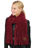 C.C Women's Ultra Soft Chenille Ribbed Thick Warm Knit Shawl Wrap Scarf