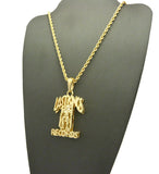Polished Hollow Layered Last Kings Record Label Pendant w/ Chain Necklace