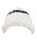 Two Tone Single Strip Handmade Big Loop Helsinski Hat Beanie
