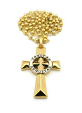 Silver-Tone Veritas Aequitas Pendant 6mm 30" Bead Chain Necklace in Gold-Tone