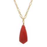 Women's Smooth Briolette Stone Dangle Pendant with 17" Link Chain Necklace