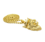 Stone Stud Crown King Lion Head Pendant w/ Chain Necklace