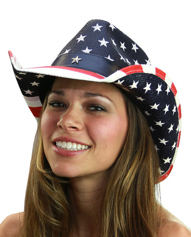 NYFASHION101 USA American Flag Patriotic Cowboy Cowgirl Hat