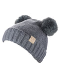 C.C Kids' Children's Double Ear Soft Pom Fuzzy Lined Cuff Beanie Cap