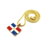 Dominican Republic Flag Micro Pendant w/ Chain Necklace
