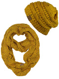 C.C Soft Stretch Colorful Confetti Cable Knit Beanie and Infinity Loop Scarf Set