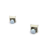 5 Stone Row Square Kite Stud Magnetic Earrings in Silver-Tone