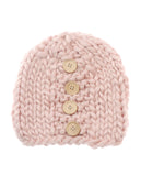 NYfashion101 Wood Button Accent Handmade Big Loop Winter Knit Beanie Hat