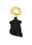 Wooden Jesus Face Pendant with Chain Necklace