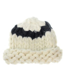 Two Tone Single Strip Handmade Big Loop Helsinski Hat Beanie