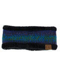 C.C Women's Multicolored Stretchy Knit Black Sherpa Lined Ear Warmer Headband