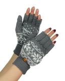 NYfashion101 Exclusive Snowflake Pattern Convertible Flip Cuff Mittens