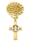 Silver-Tone Veritas Aequitas Pendant 6mm 30" Bead Chain Necklace in Gold-Tone