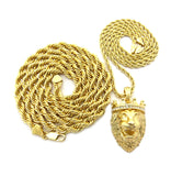 Pendant with 3mm 24" Rope Chain and 6mm 30" Rope Chain Necklace in Gold-Tone