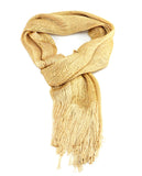 NYFASHION101 Fashionable Sparkly Glitter Thread Lightweight Tassel Scarf, Gold