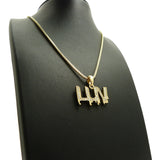 Stone Stud LUV Drip Effect Micro Pendant with Box Chain Necklace