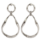 Women's Teardrop Hammered Metal Dangle Pierced Earrings