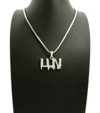 Stone Stud LUV Drip Effect Micro Pendant with Box Chain Necklace