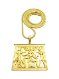 Gold-Tone Egyptian Hieroglyphic Tablet with Chain Necklace