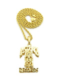Polished Hollow Layered Last Kings Record Label Pendant w/ Chain Necklace