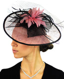 NYFASHION101 Cocktail Teardrop Shaped Sinamay Headband w/ Face Veil