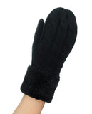 NYfashion101 Exclusive Winter Warm Sherpa Lined Cable Knit Cuff Mitten