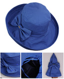 NYFASHION101 Women's Summer Packable Bow Accent Foldable Brim Beach Sun Hat