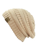 Unisex Trendy Warm Chunky Soft Stretch Cable Knit Slouchy Beanie Skully