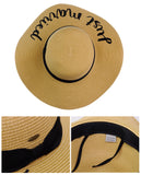 C.C Women's Paper Weaved Beach Time Embroidered Quote Floppy Brim Sun Hat