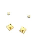 6 Stone Row Square Shape Stud Magnetic Earrings