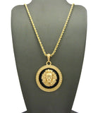 Lion Head Medallion Pendant w/ Chain Necklace