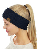 C.C Soft Stretch Winter Warm Cable Knit Fuzzy Lined Ear Warmer Headband