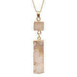 Women's Druzy Square and Bar Dangle Pendant with 30" Ball Chain Necklace