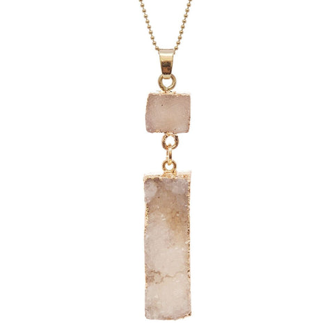 Women's Druzy Square and Bar Dangle Pendant with 30" Ball Chain Necklace