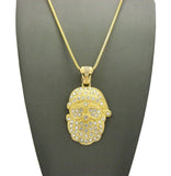 Stone Stud Sunglasses Santa pendant  Box Chain Necklace, Gold-Tone