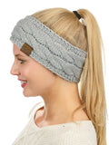 C.C Soft Stretch Winter Warm Cable Knit Fuzzy Lined Ear Warmer Headband