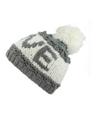 NYfashion101 Two Tone Handmade Love Knitted Short Pom Pom Beanie Hat