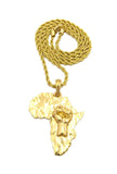 Power Fist on Africa Pendant with Chain Necklace