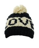 NYfashion101 Two Tone Handmade Love Knitted Short Pom Pom Beanie Hat