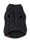 C.C Pet Solid Ribbed Cable Knit Pullover Winter Clothes Dog Sweater