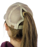 C.C Ponycap Messy High Bun Ponytail Adjustable Mesh Trucker Baseball Cap Hat
